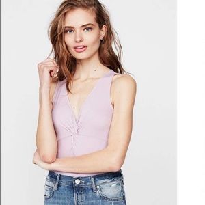 NWT Express Fitted Ribbed Henley V-Neck Bodysuit